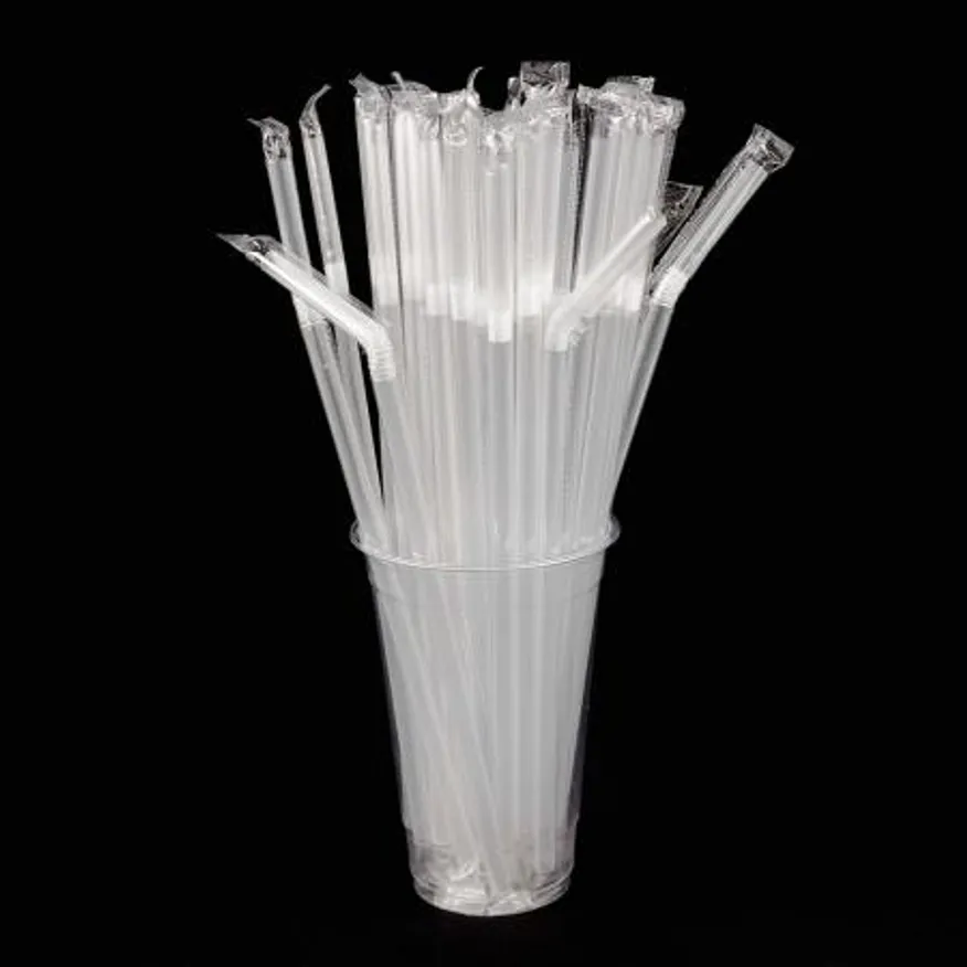 PP07 자바라 주름 빨대 개별포장 투명 일회용 스트로우 7mm 25cm 이미지