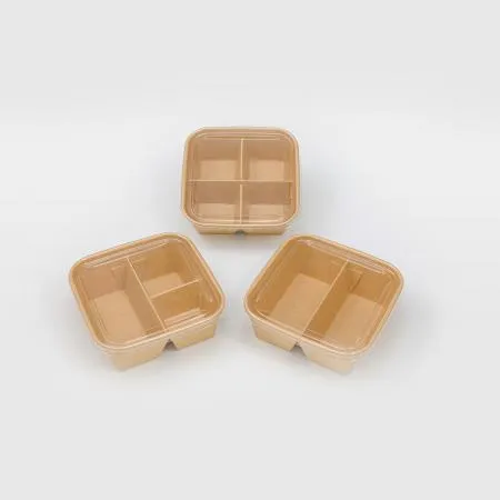 [BR] 크라프트 용기+PET뚜껑 (정사각 4칸) 400개 세트 이미지