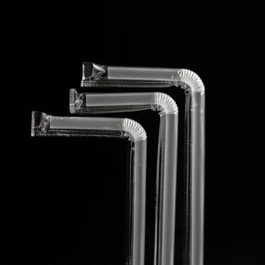 PP07 자바라 주름 빨대 개별포장 투명 일회용 스트로우 7mm 25cm 이미지