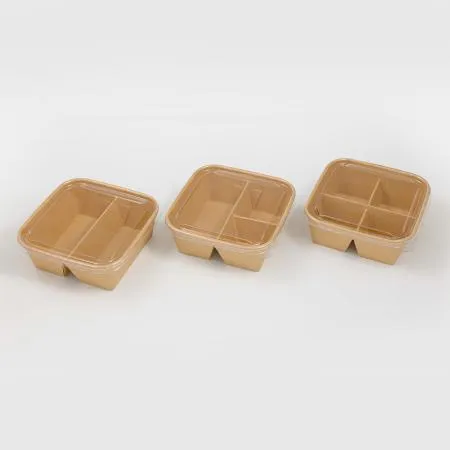 [BR] 크라프트 용기+PET뚜껑 (정사각 4칸) 400개 세트 이미지