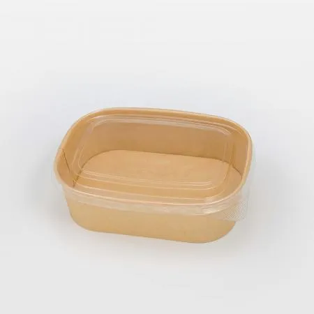 [BR] 직사각 크라프트 용기+PET뚜껑(RECT-1190/1190ml) 300개 세트