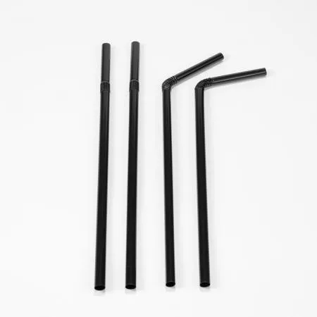 PP14 자바라 주름 빨대 벌크포장 검정 일회용 스트로우 7mm 25cm 