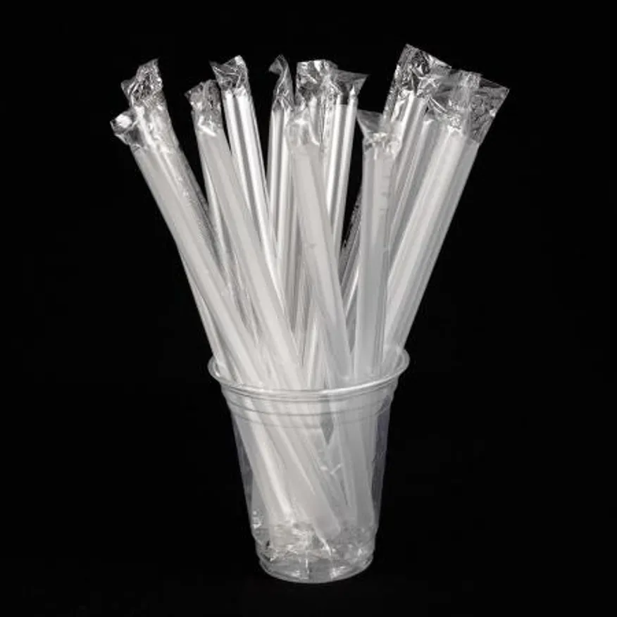 PP25 버블티 빨대 개별포장 투명 일회용 스트로우 12mm 25cm (일자컷팅) 이미지