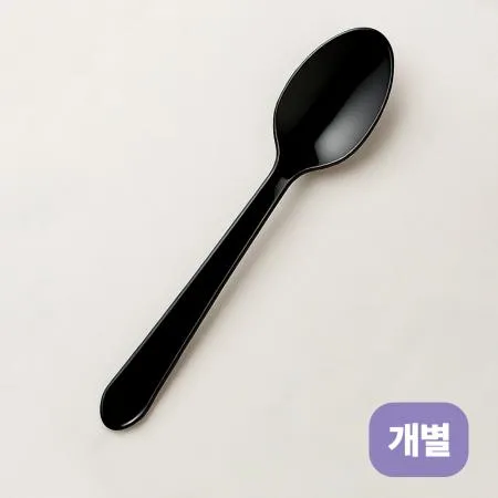 [TM] 고강도 일회용 스푼 검정 175mm 개별포장 1박스 (1,500개)