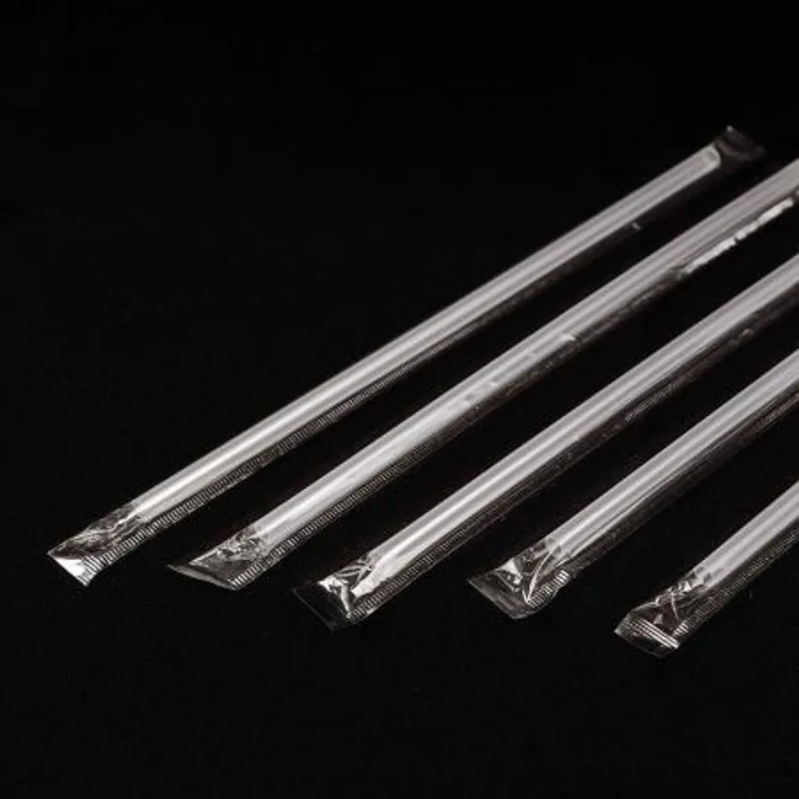 PP05 일자 빨대 개별포장 투명 일회용 스트로우 7mm 25cm 이미지