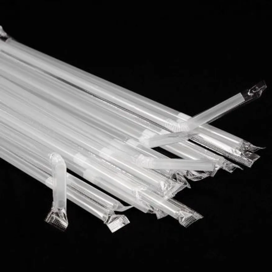 PP07 자바라 주름 빨대 개별포장 투명 일회용 스트로우 7mm 25cm 이미지