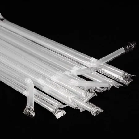 PP07 자바라 주름 빨대 개별포장 투명 일회용 스트로우 7mm 25cm  이미지