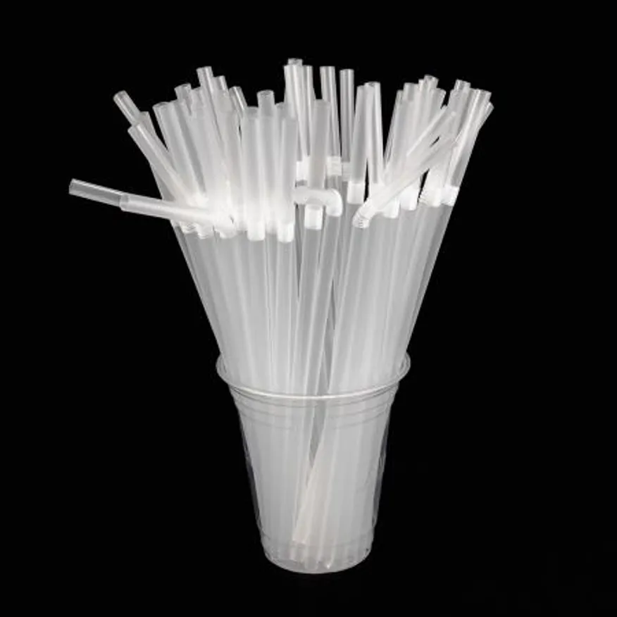 PP24 자바라 주름 빨대 벌크포장 투명 일회용 스트로우 7mm 21cm 이미지