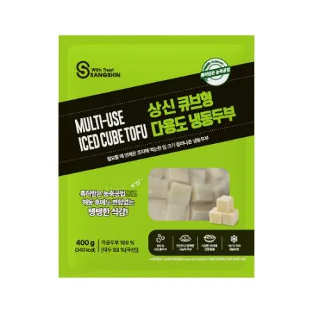 [상신] 한입크기 큐브형 냉동두부 10kg (5kg*2봉) 얼린두부 업소용 두부강정 두부튀김 이미지