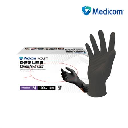 [아큐핏]니트릴장갑(M/블랙/100입)