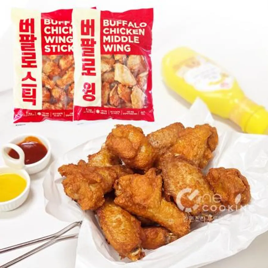 원쿠킹 버팔로 윙 스틱(1kg)+ 윙 날개(1kg) 세트 윙봉 치킨 통닭 캠핑음식 이미지