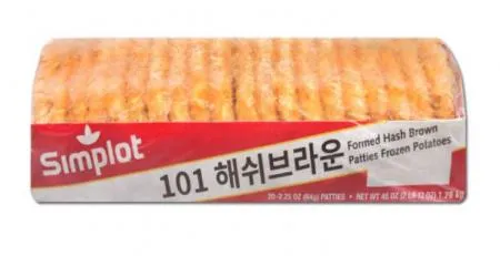 심플로트)해쉬브라운 냉동감자 1.28kg(64g*20개) 감자튀김