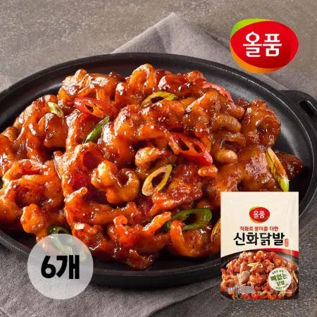 [냉동] 무뼈양념닭발(200gX6봉)_국내산_양념가공육_1.2kg_올품 이미지