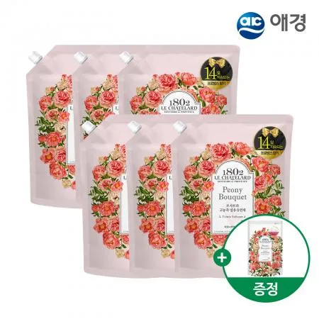 르샤트라 고농축 섬유유연제 리필 1.6L X 6개+피오니 200mL 리필 증정 (피오니)
