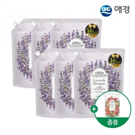 르샤트라 고농축 섬유유연제 리필 1.6L X 6개+피오니 200mL 리필 증정 (라벤더)