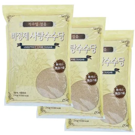 직수입정품 비정제 사탕수수당 15kg (5kgX3ea) / 비정제 원당 사탕수수 100% 갈색설탕