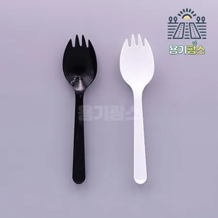 개별포장 일회용 스포키 검정 2000개 고강도 고급 배달 숟가락 스푼 스포크 포카락 이미지