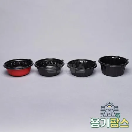 SW 195파이 칼국수용기 국수포장 대 검정 300개 포장 배달 일회용 면 국밥용기 이미지