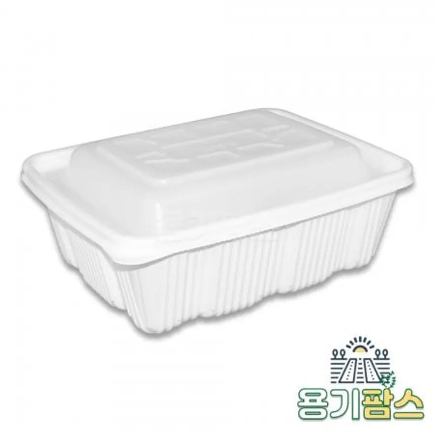 SW 사각 찜용기 대 3200ml 백색 100개세트 찜닭 해물찜 배달용기 포장 일회용 이미지