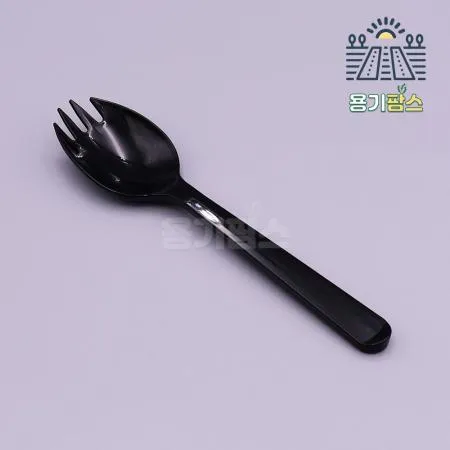 개별포장 일회용 스포키 검정 2000개 고강도 고급 배달 숟가락 스푼 스포크 포카락 이미지