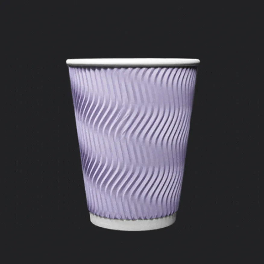 3중 단열컵 웨이브 라벤더 360ml(12온스) 종이컵 500개 이미지