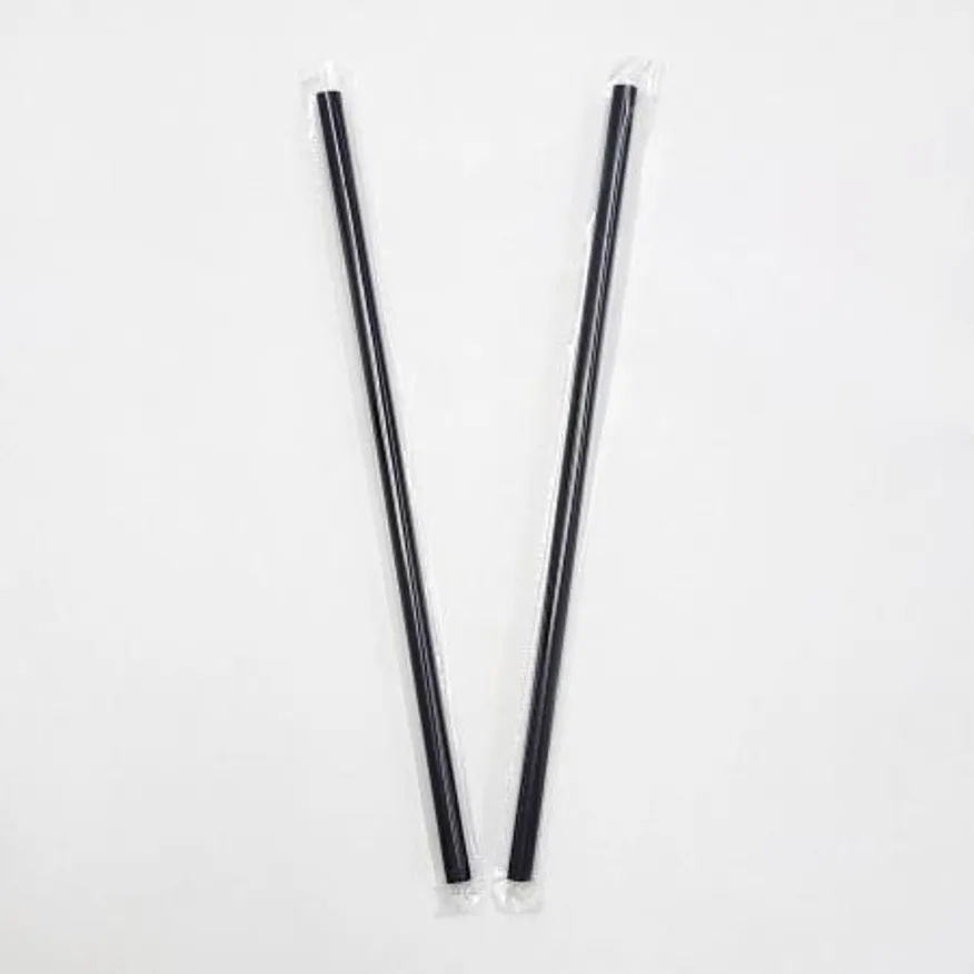 7mmx25cm 검정 일자빨대 개별포장 10,000개입 이미지