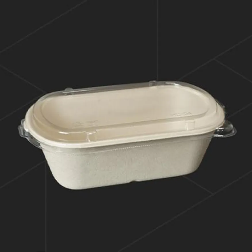 종이도시락 펄프용기 BH004 1000ml 용기단품 (화이트) 500개 샐러드 덮밥 이미지