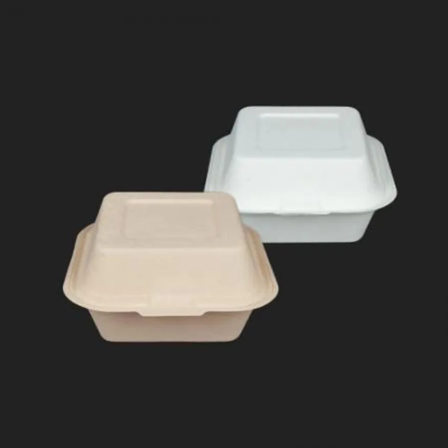 HC07 천연펄프용기(크라프트) 250개입 도시락종이용기 햄버거 디저트 도시락케이크 (뚜껑일체형) 이미지