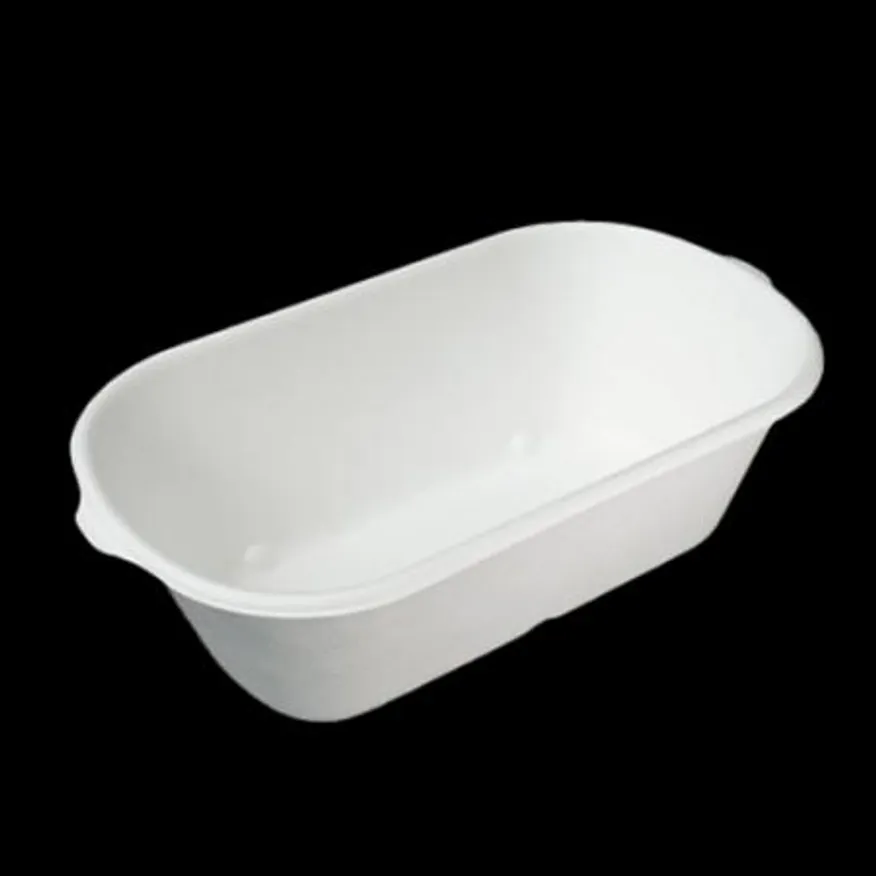 종이도시락 펄프용기 BH004 1000ml 용기단품 (화이트) 500개 샐러드 덮밥 이미지