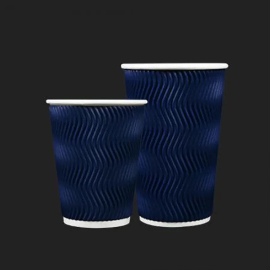 고급스러운 3중 단열컵 웨이브 블루 360ml(12온스) 종이컵 500개 이미지