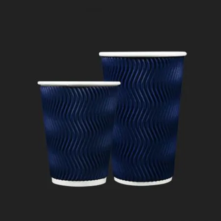고급스러운 3중 단열컵 웨이브 블루 360ml(12온스) 종이컵 500개 이미지