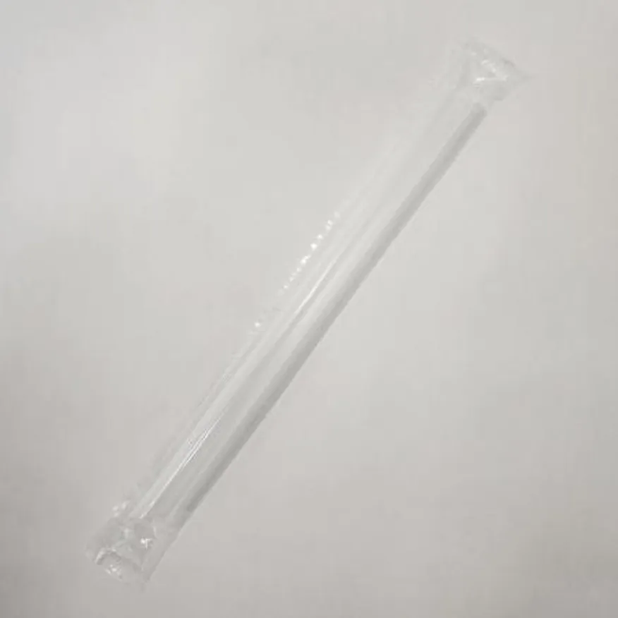 12mmx21cm 투명 사선빨대 개별포장 2,000개입 버블티 실링용 스트로우 이미지
