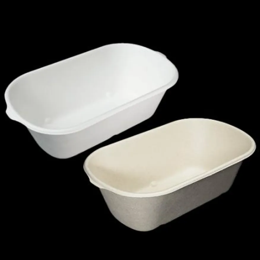 종이도시락 펄프용기 BH004 1000ml 용기단품 (화이트) 500개 샐러드 덮밥 이미지