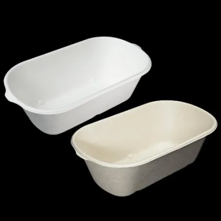 종이도시락 펄프용기 BH004 1000ml 용기단품 (화이트) 500개 샐러드 덮밥 이미지