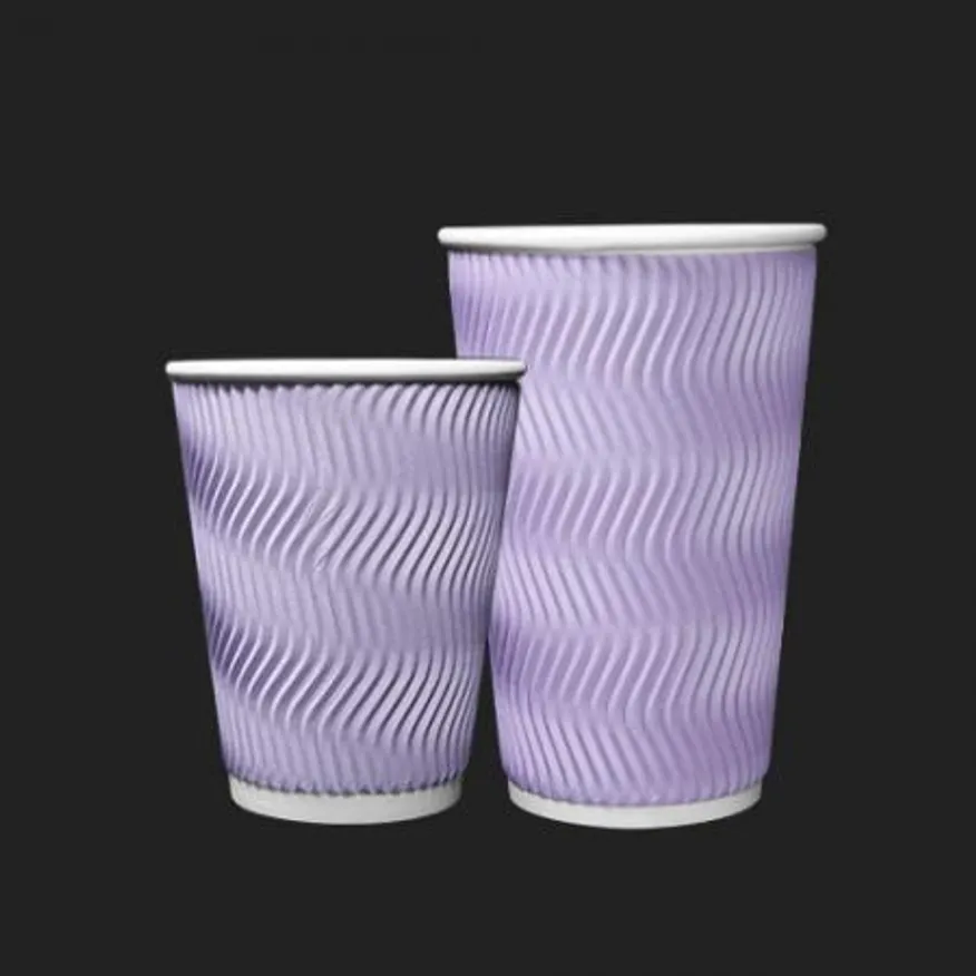 3중 단열컵 웨이브 라벤더 360ml(12온스) 종이컵 500개 이미지