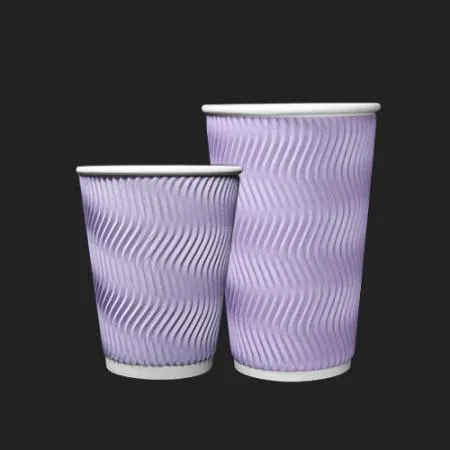 3중 단열컵 웨이브 라벤더 360ml(12온스) 종이컵 500개 이미지
