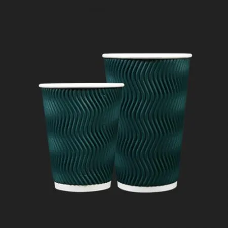 크리스마스느낌 초록종이컵 3중 단열컵 웨이브 그린 510ml(16온스) 종이컵 500개 이미지