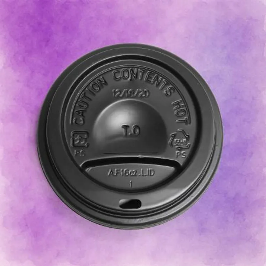 종이컵 뚜껑 일반형 블랙 90mm(12/16/20oz)종이컵용 이미지