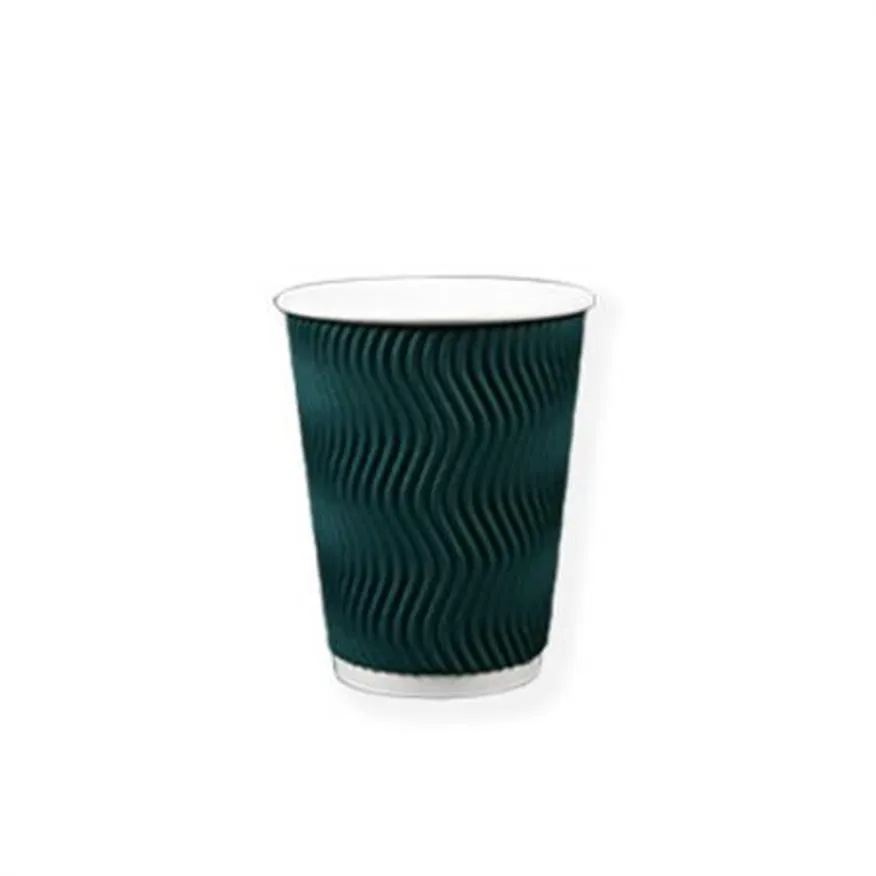 H 크리스마스느낌 종이컵 3중 단열컵 웨이브 그린 360ml(12온스) 종이컵 500개 이미지