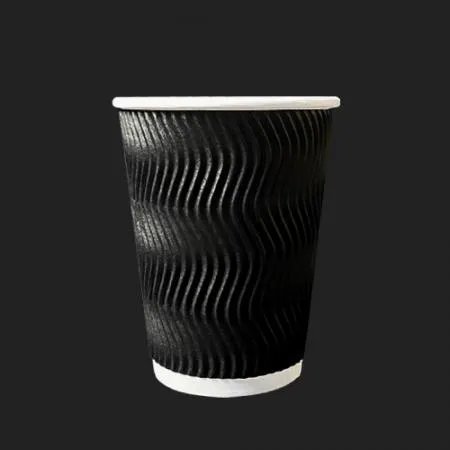 HC 3중 단열컵 웨이브 블랙 360ml(12온스) 종이컵 500개
