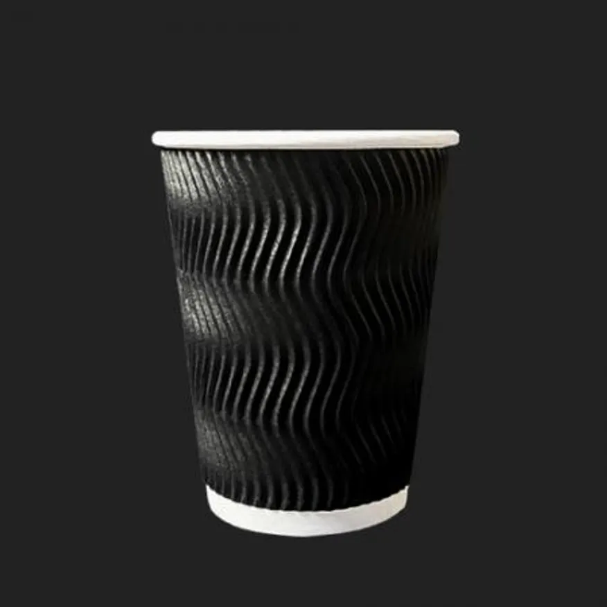 HC 3중 단열컵 웨이브 블랙 360ml(12온스) 종이컵 500개 이미지