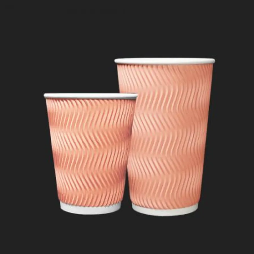 HC 3중 단열컵 웨이브 코랄핑크 360ml(12온스) 종이컵 500개 이미지