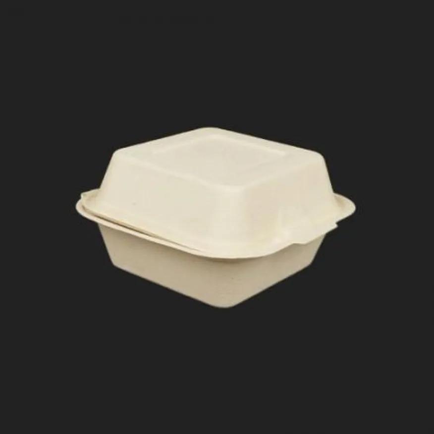 HC07 천연펄프용기(크라프트) 250개입 도시락종이용기 햄버거 디저트 도시락케이크 (뚜껑일체형) 이미지