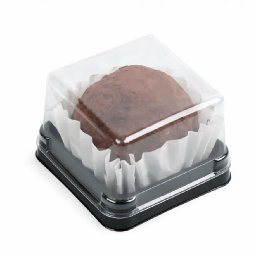 화과자 케이스 1구 두쫀쿠케이스 디저트용기 100개 세트 (검정밑판+투명뚜껑) 이미지