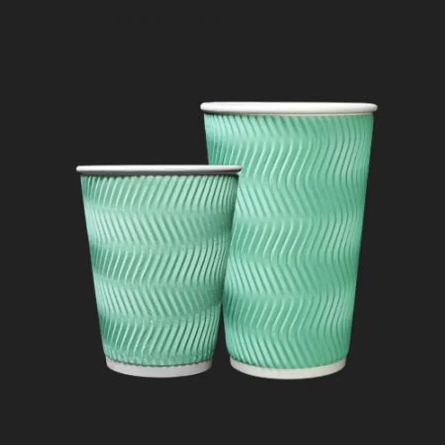 HC 3중 단열컵 웨이브 민트 510ml(16온스) 종이컵 500개 이미지