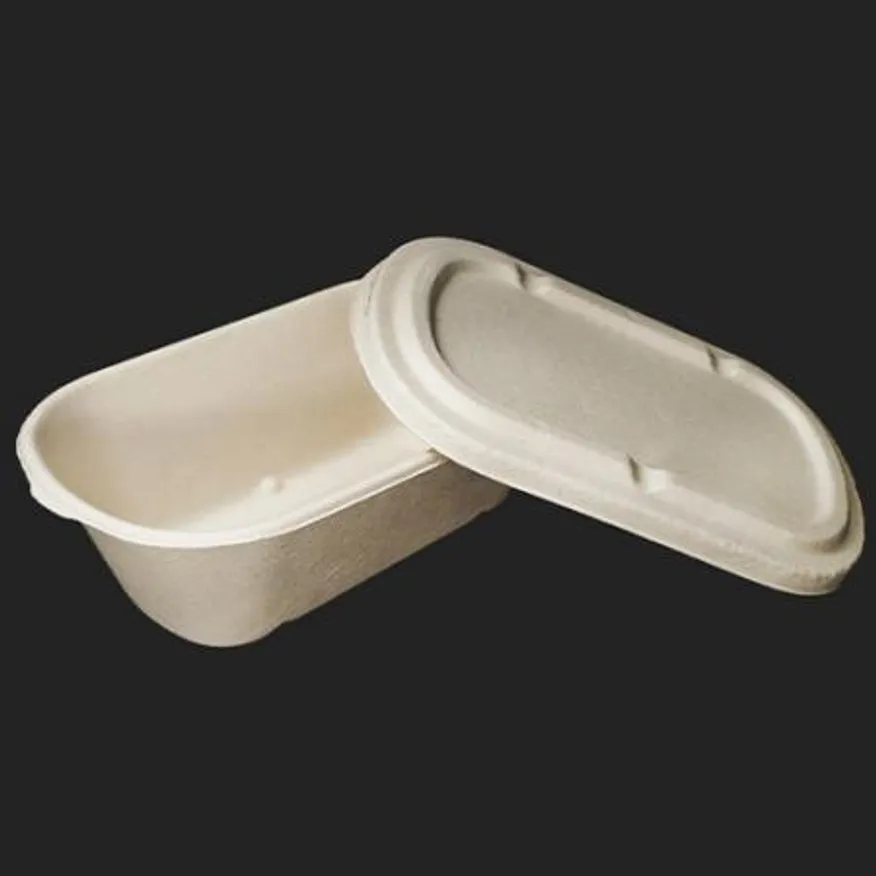 종이도시락 펄프용기 BH004 1000ml 용기단품 (화이트) 500개 샐러드 덮밥 이미지