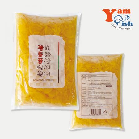 슬라이스 단무지 1kg 꼬들 반달 치자단무지