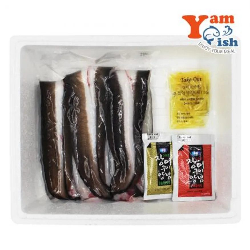 국산 자포니카 민물장어 1kg 3-4미 손질후 700g 내외(머리뼈 무) 이미지