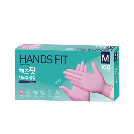 핸즈핏 식품용 니트릴장갑 핑크(분홍) M [100매입]