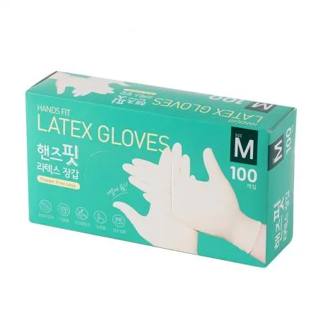 핸즈핏 식품용 라텍스장갑 M [100매입]